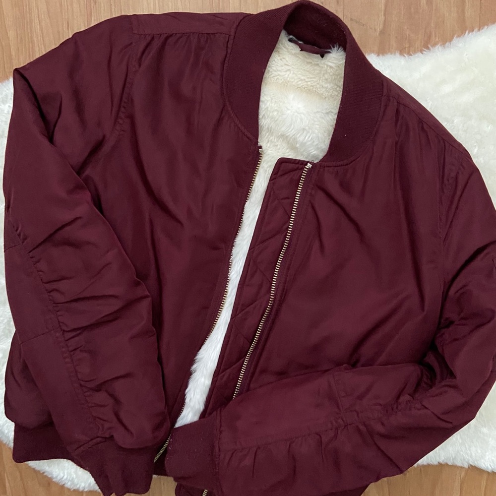 Topshop burgundy bomber jacket 38/6